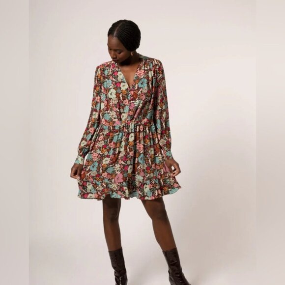 FRNCH Paris Adellia Expression Woven Floral Patterned Boho Dress Small - Picture 3 of 9